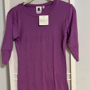NWT Purple Sharon Segal Fitted Stretchy Relaxed Crew Top Size Medium
